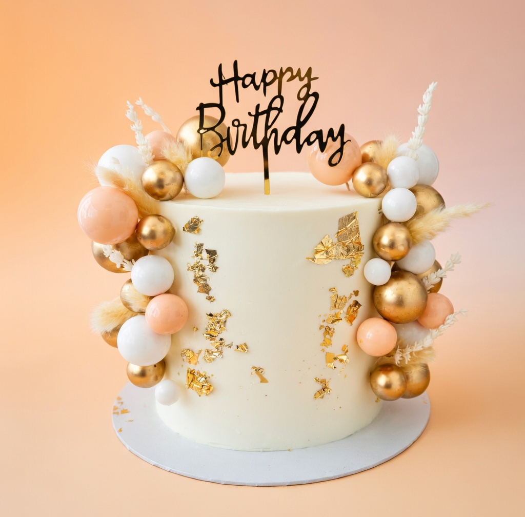 Golden Balloon Bliss Cake