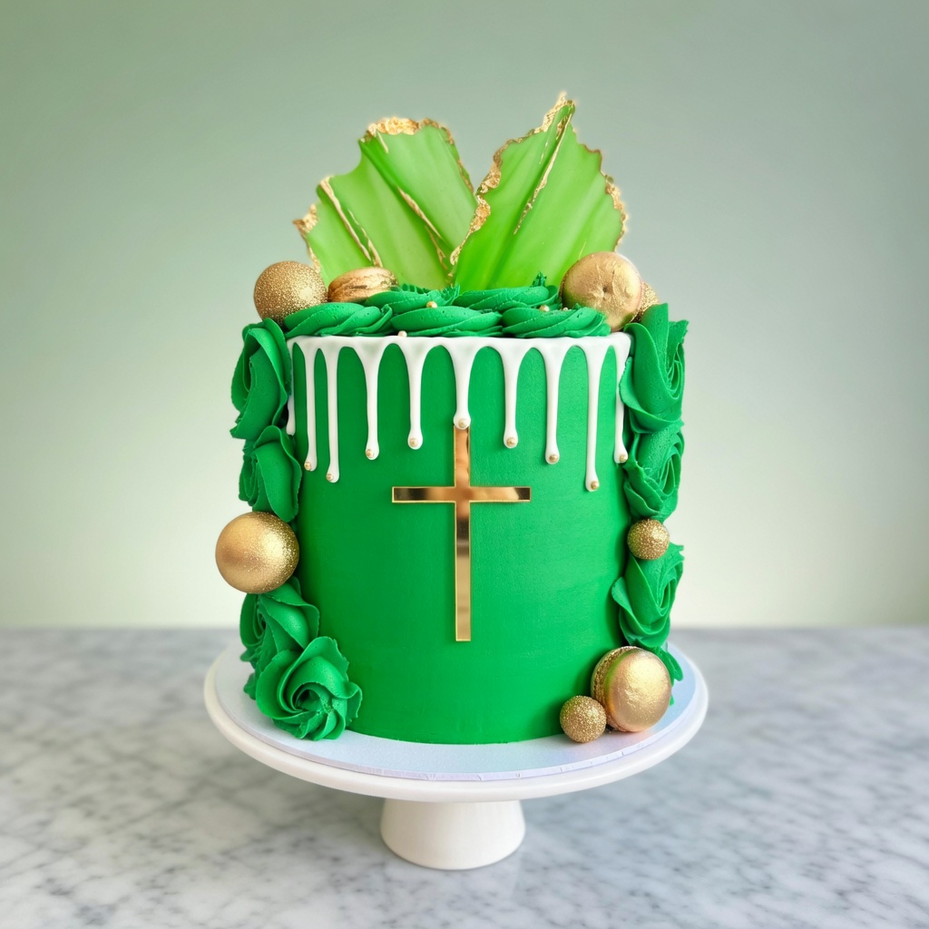 Green Cross Drip Cake