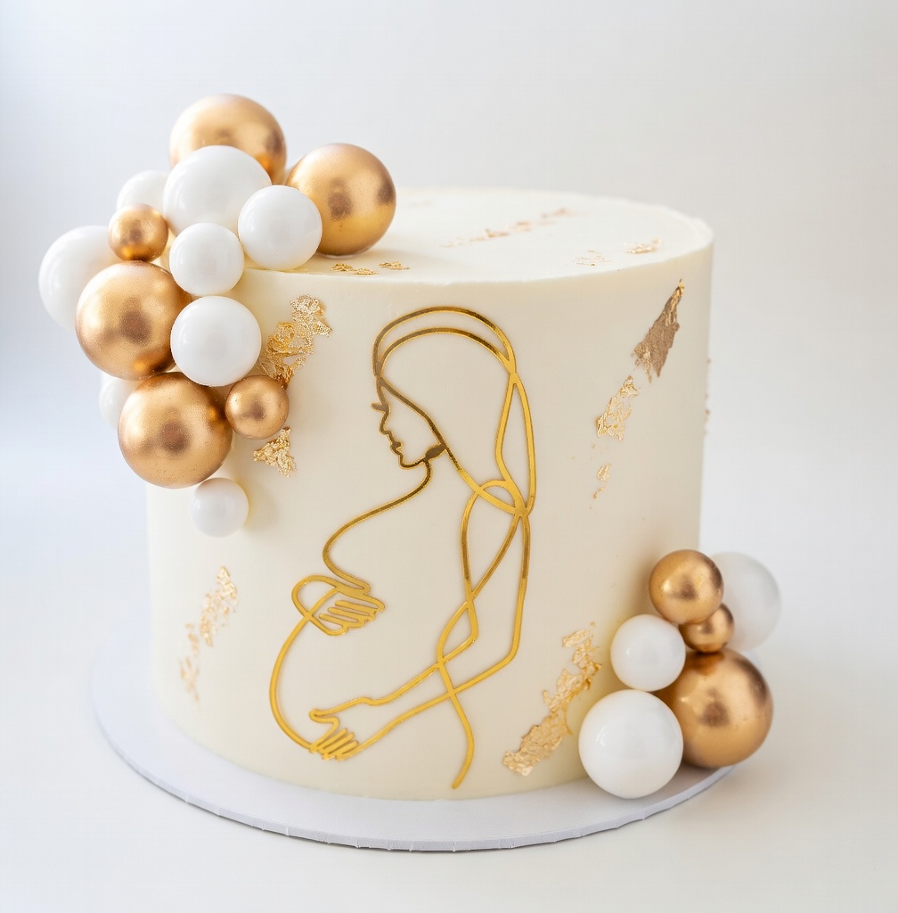 Mama-to-Be Gold Cake